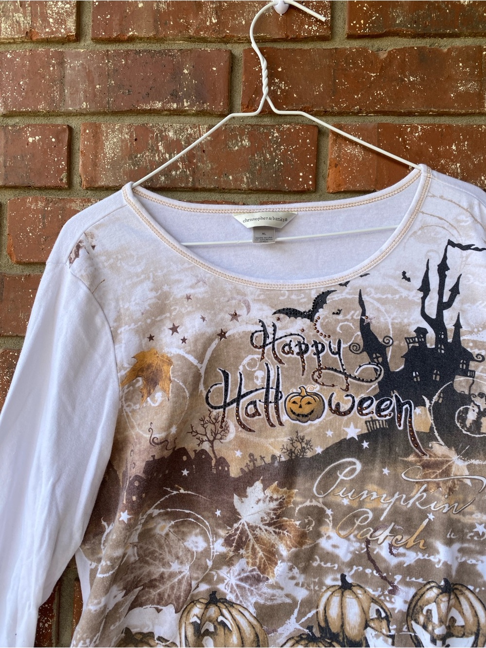 Christopher & Banks White and Tan 'Happy Halloween' Long Sleeve Top